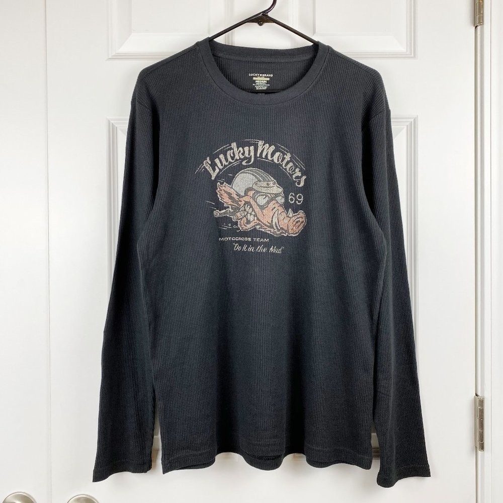 COPY - Lucky Brand, NWOT, Men's Long Sleeve Graphic Tee, Motocross, Black, Size…